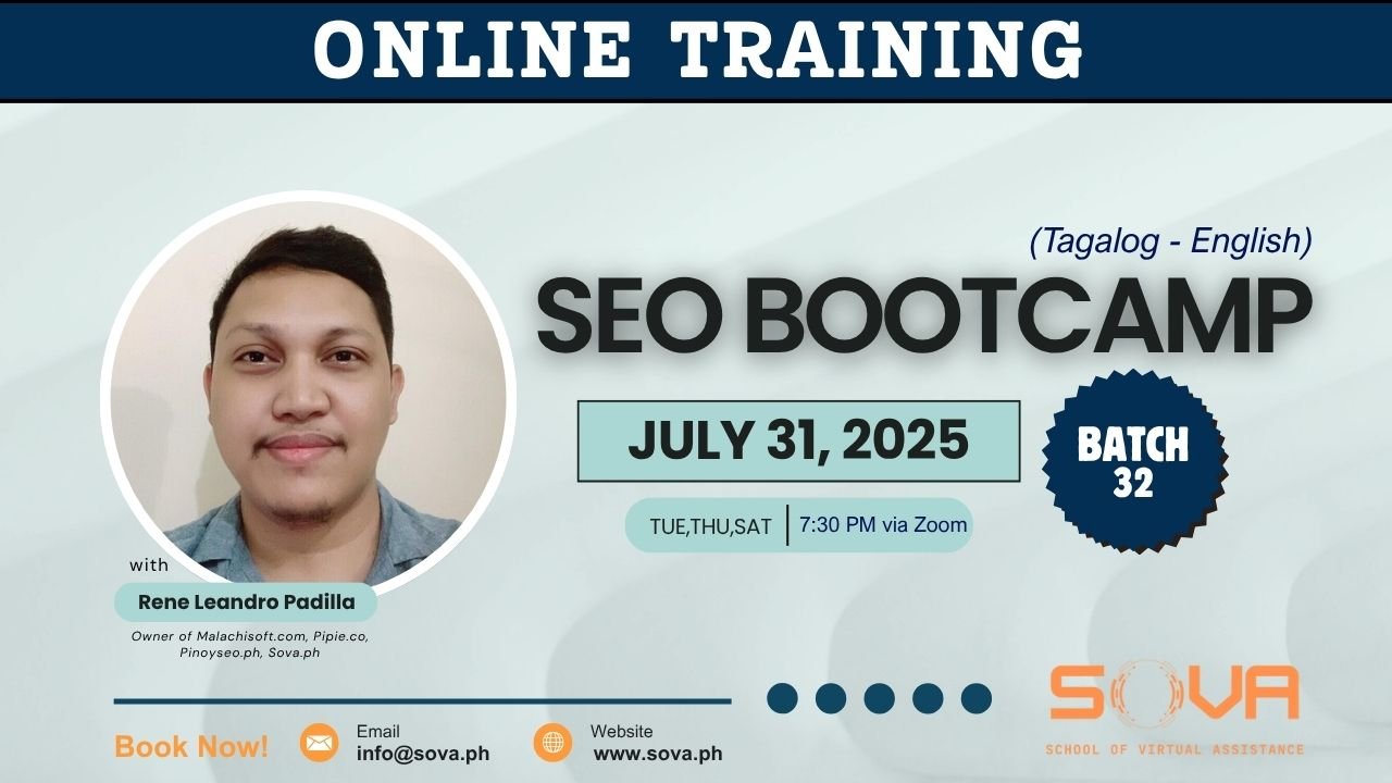 Batch 32 – 4-Week Online SEO Bootcamp by Coach Leandro – July 31, 2025 – August 30, 2025 – Tagalog -English