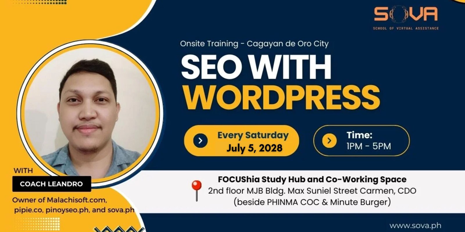 Batch 9 – 6-Week SEO with WordPress CDO Face-to-Face Training with Coach Leandro – July 5, 2025 – August 9, 2025 – Limited Slots