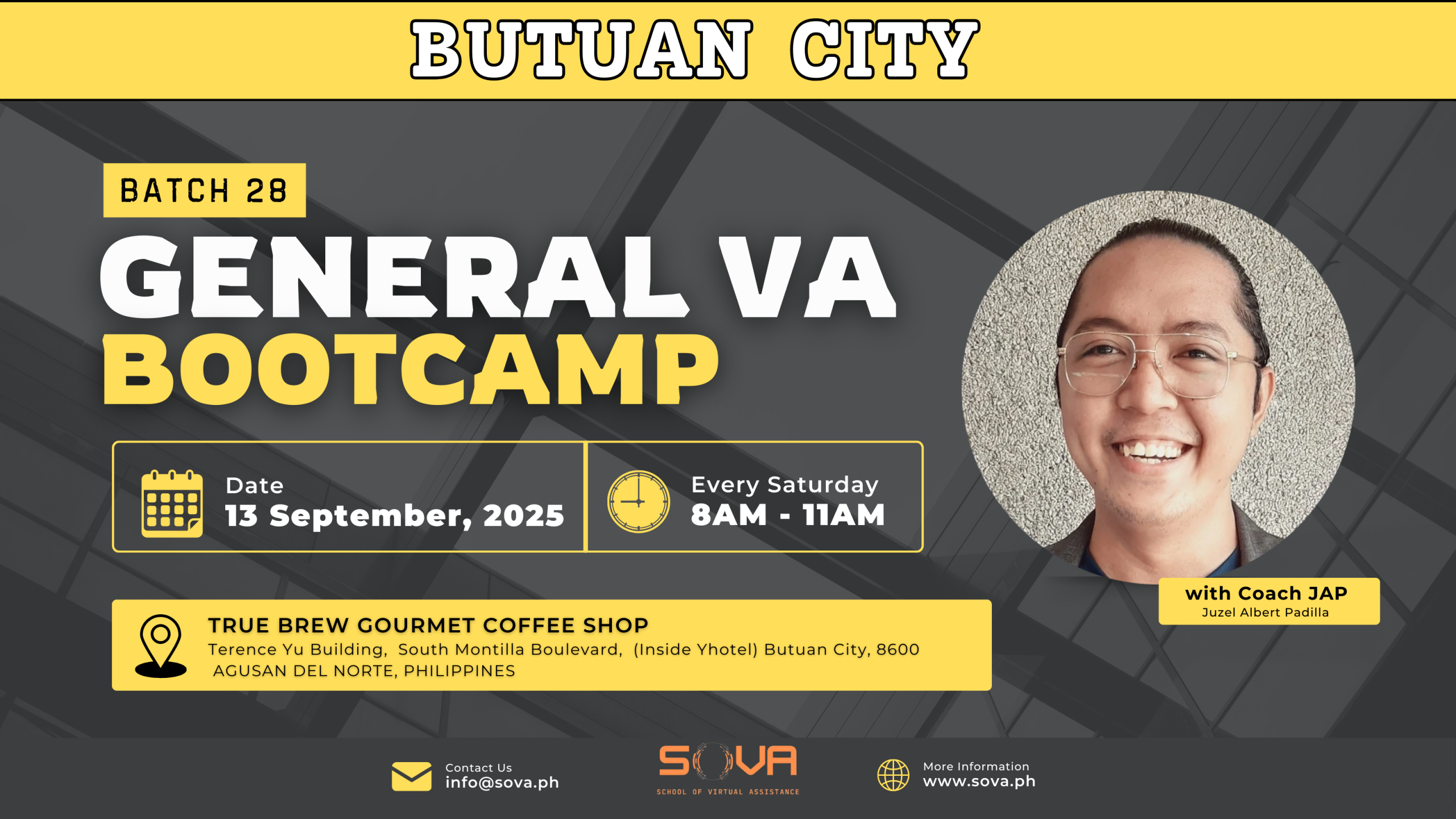Batch 28 – 4 Week General Virtual Assistant Butuan Face-to-Face Training with Coach Jap – September 13, 2025 – October 4, 2025