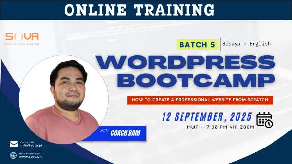 Batch 5 – 4-Week WordPress Web Design Bootcamp by Coach Bam – September 12, 2025 – Bisaya- English - Reservation