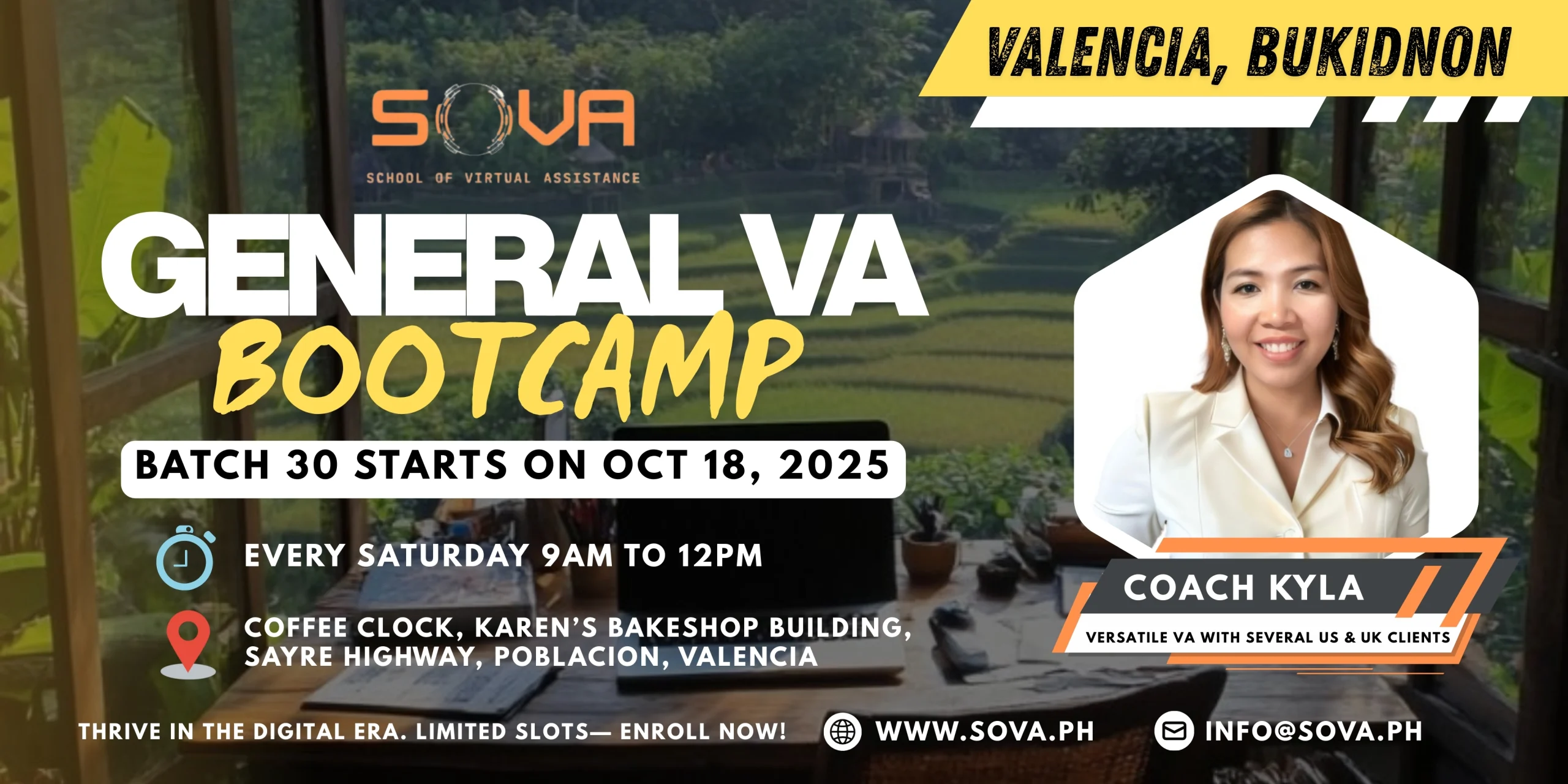 Batch 30 – 4-week General Virtual Assistant Valencia City Face-to-Face Training with Coach Kyla – October 18, 2025 – November 08, 2025