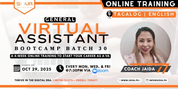 Batch 30 - 4 Week Online General Virtual Assistant Bootcamp with Coach Jaida  - Reservations