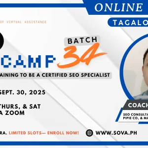 Batch 34 - 4-Week Online SEO Bootcamp by Coach Leandro - September 30, 2025 - October 25, 2025 - Tagalog - English - Reservations