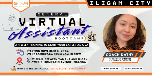 Batch 31 - 4-Week General Virtual Assistant Iligan City Face-to-Face Training with Coach Katherine - November 8, 2025 - November 29, 2025 - Reservations