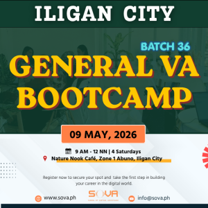 Batch 36 – 4-Week General Virtual Assistant Iligan City Face-to-Face Training with Coach Katherine – May 9, 2026 - May 30, 2026 -Reservations