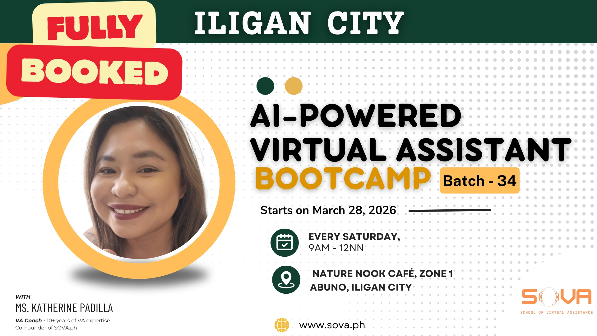 FULLY BOOKED: Batch 34 – 4-Week AI-Powered Virtual Assistant Iligan City Face-to-Face Training with Coach Katherine – March 28, 2026 – April 25, 2026