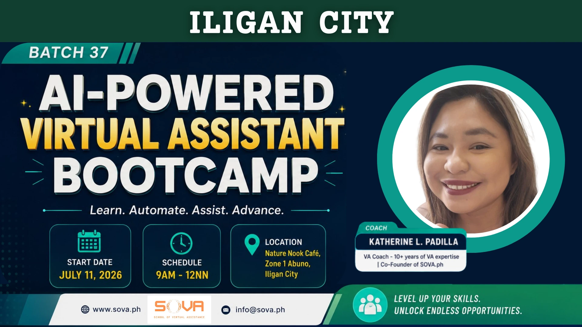 Batch 37 – 4-Week General Virtual Assistant Iligan City Face-to-Face Training with Coach Katherine – July 11, 2026 – August 1, 2026